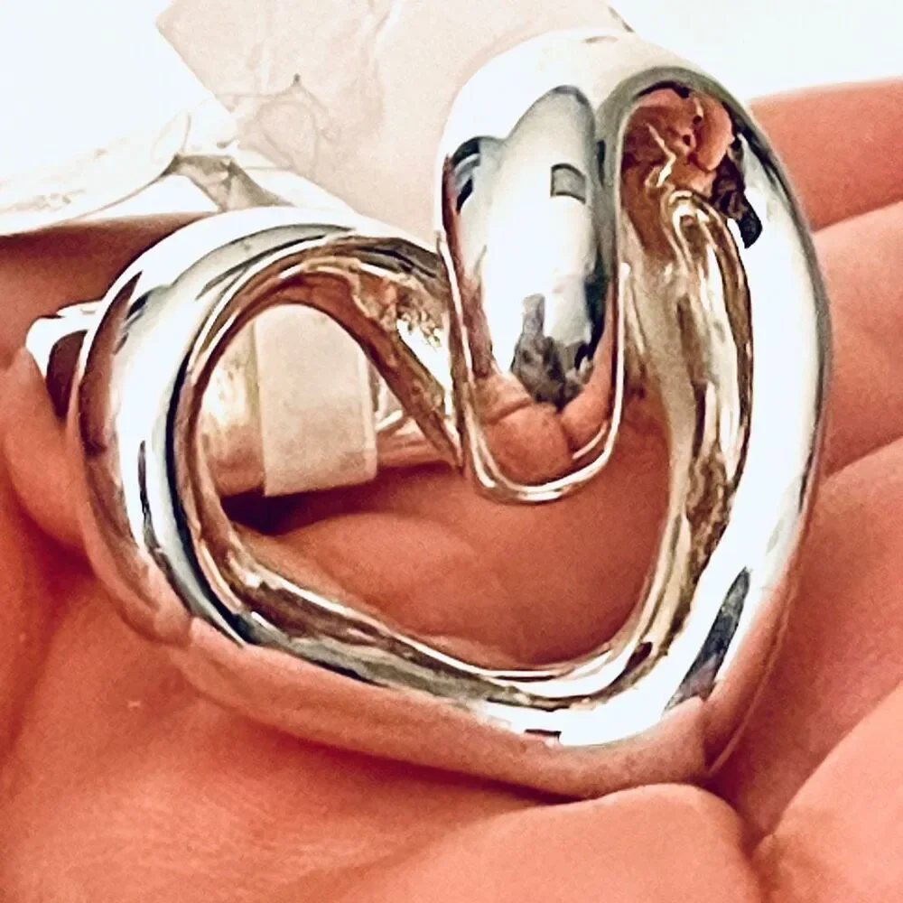 NWT Gorgeous Sz 8 Indigo Falls Sterling Silver 925 Huge Thick Heart Shaped Ring - Picture 6 of 12